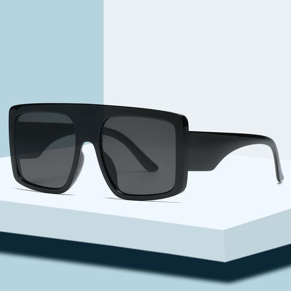 

sunglasses 2021 est design big frame oversized women large flat sun glasses trendy square gradient shades, White;black