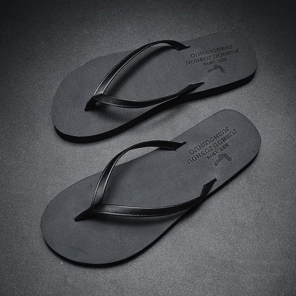 

slippers summer flip-flops men lightweight indoor non-slip fashion flat bottom casual shoes 2021 beach sandals, Black