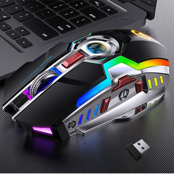 

mice wireless gaming mouse rechargeable 2.4g silent 1600dpi ergonomic 7 buttons led backlight usb optical gamer for pc/laptop