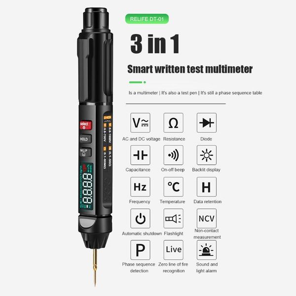 

professional hand tool sets digital dt-01 voltage multimeter pen non contact backlight ac dc meter tester high precision 5999 count resistan