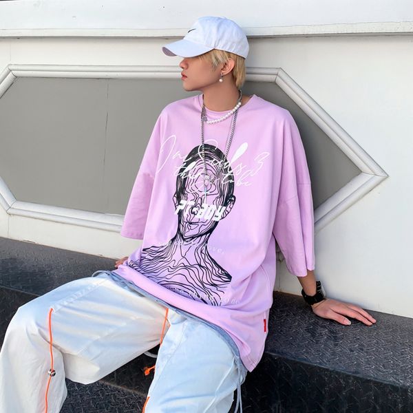 

t shirt 2021 summer guochao street style personalized three dimensional printing men's loose half sleeve fashion brand ins harajuku bf, White;black