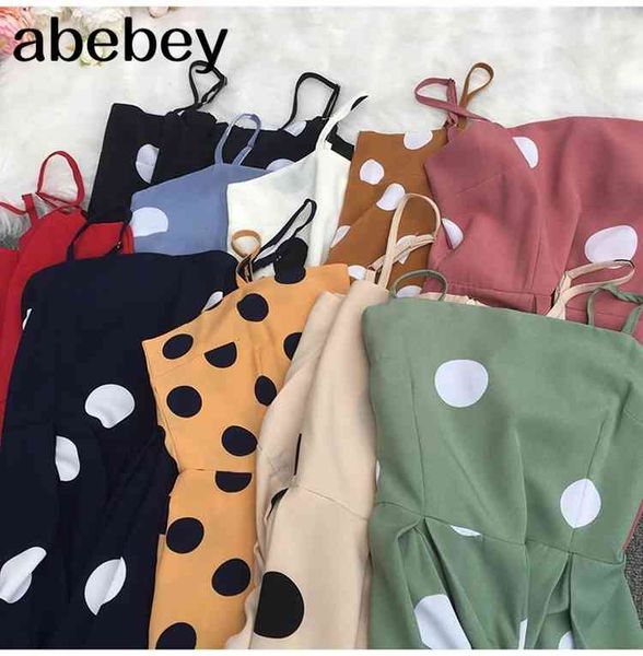 

summer fashion all-match sleeveless polka dot print dress off back high waist slim sling 210512, Black;gray