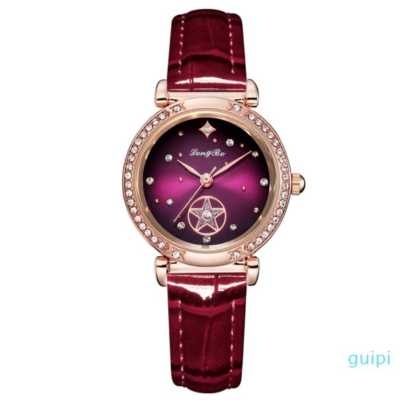 Luxury Longbo Rose Gold Case Beautiful Ladies Quartz Watch Diamond Night Starry Dial Delicati orologi da donna Eleganti orologi da polso per ragazze