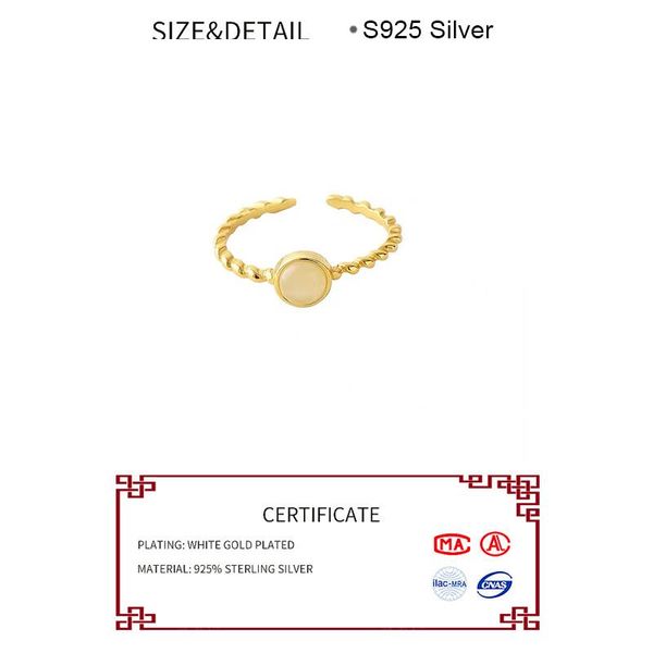 

cluster rings retro high-quality 925 sterling silver jewelry thai not allergic personality gold color stone opening, Golden;silver