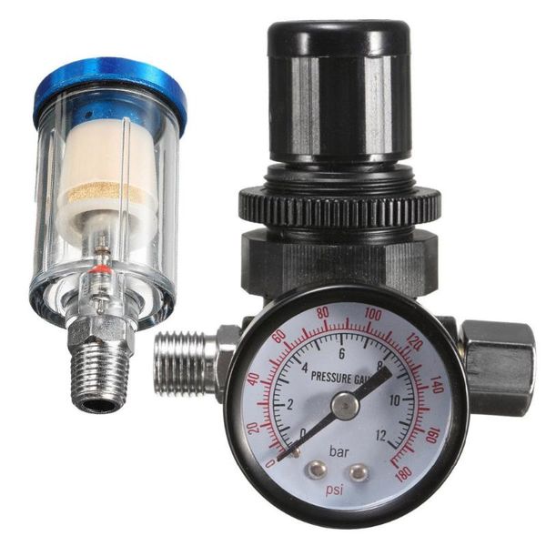 

professional spray guns waerta air regulator pressure 1/4" mini inline adjust gauge