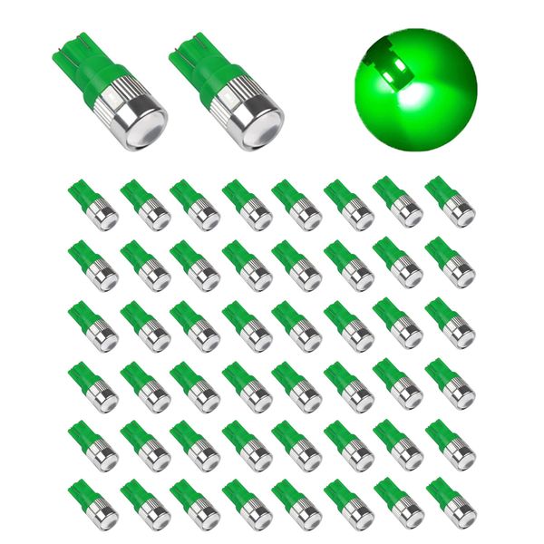 50 pcs verde t10 w5w 5630 6smd 12v led lâmpadas para placa de carro luz luzes interiores ler lâmpada de tronco leve