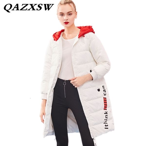 

women's down & parkas winter large size loose warm thick hooded long women jacket fashion trendy temperament solid 90% coat lf198 r46p, Black