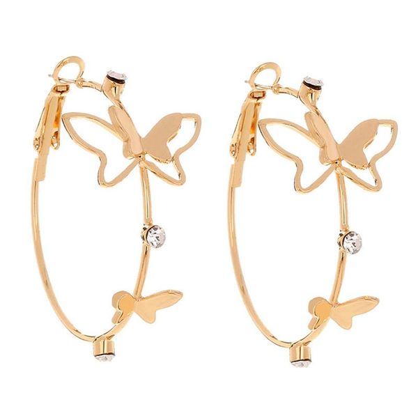 

hoop & huggie design crystal butterfly earring trendy mixed circle earrings for women small piercing stud boho jewelry, Golden;silver