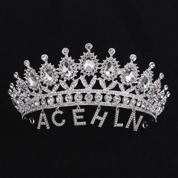 

hair clips & barrettes brand jewelry ladies crown crystal bridal tiara bride headbands women gifts prom ornaments wedding accessories, Golden;silver