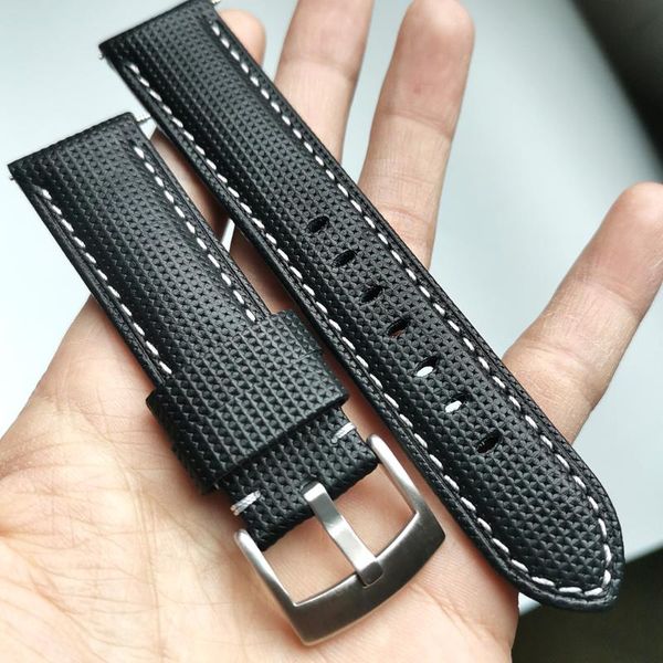 

watch bands 20 21 22mm handmade thick section black strap band genuine leather men's belt upscale texture cowhide watchbands, Black;brown