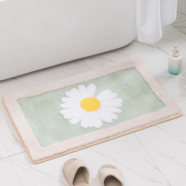 

non-slip toilet door carpet cartoon daisy floor bathroom mat household water absorption rug for shower room bedroom bath mats