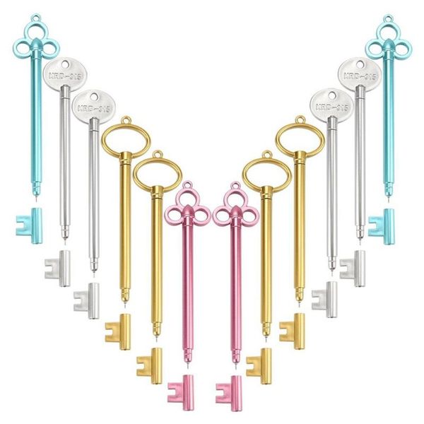 

gel pens vintage key shape 0.38 mm ink pen bold fine point black retro chic 12 pcs random color
