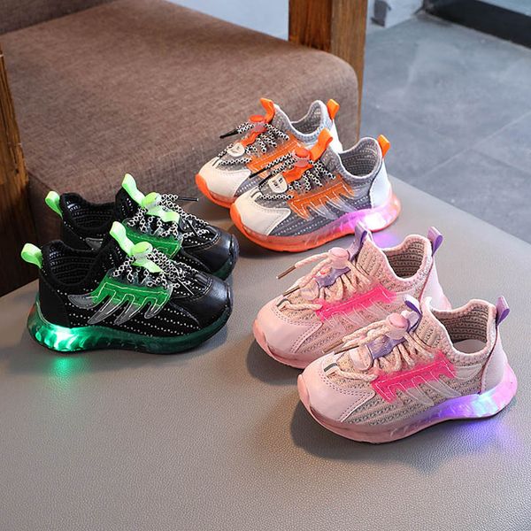 

baby athletic kids shoes infant sneakers led girls footwear children spring autumn childrens elastic boys moccasins soft running toddler spo, Black