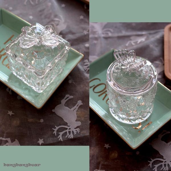 

storage bottles & jars crystal glass box with lid receptacle jewelry bottle butter make-up jar cover transparent decorative