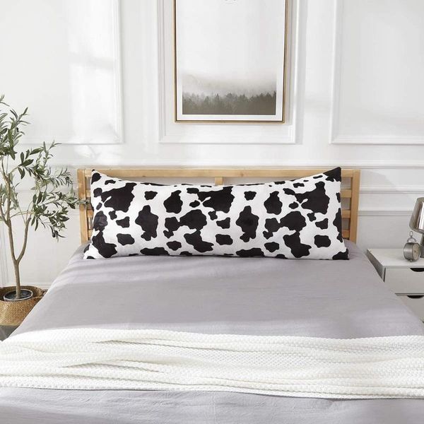 

cow print body pillow case faux fur plush covers soft cozy long pillowcase for sofa bed couch room home spring decor cushion/decorative