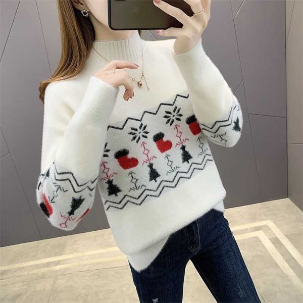 

women's sweaters women pullover female autumn winter loose fashion knitting sweater ladies imitation mink veet long-sleeved b636 0bp1, White;black