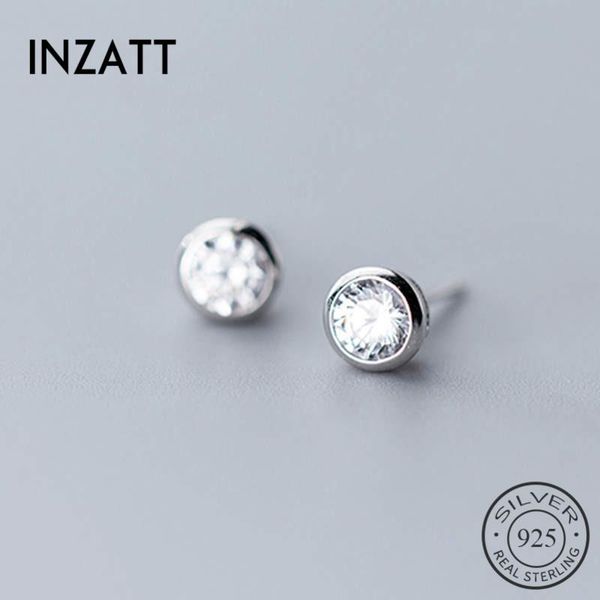

stud inzareal 925 sterling silver zircon round earrings for fashion women party minimalist fine jewelry cute accessories gift, Golden;silver