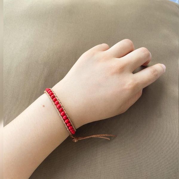 

charm bracelets kelitch red handmade gift for women stone beaded leather wrap bangles jewelry club yarichin kpop friends, Golden;silver
