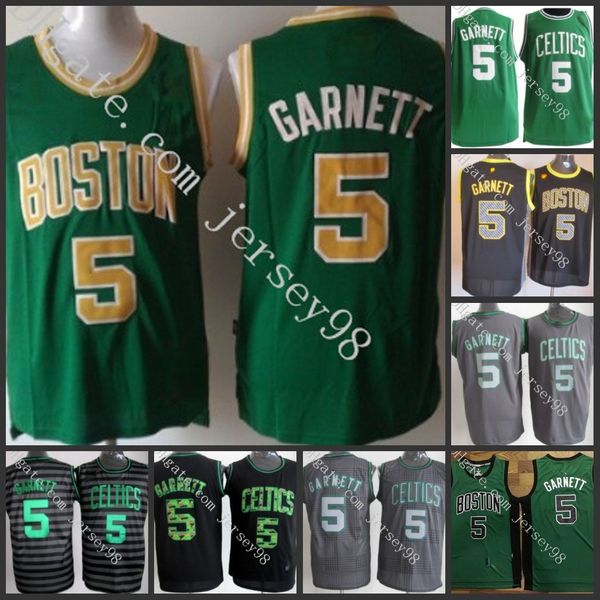 

boston celtics men green #5 kevin garnett retro basketball jersey, Black