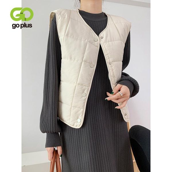

women's vests goplus jackets korean fashion vest 2021 women winter coat sleeveless cotton liner black waistcoat veste sans manche, Black;white