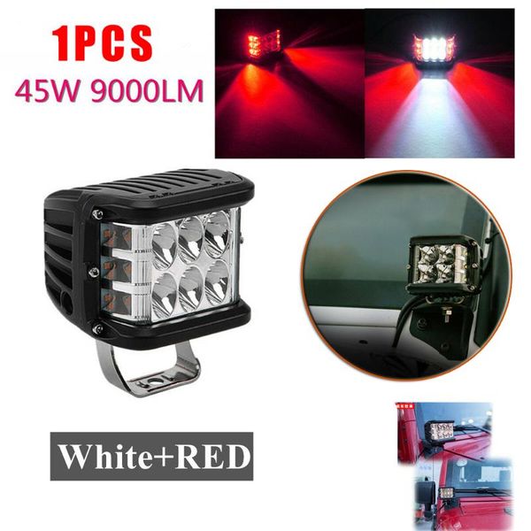 

working light beam work white+red dc10-48v 4'' 12led 45w side brand