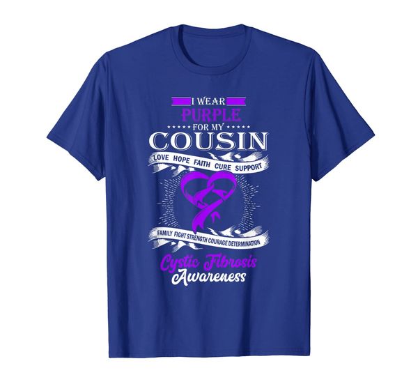 

i wear purple for my cousin cystic fibrosis support shirt, White;black