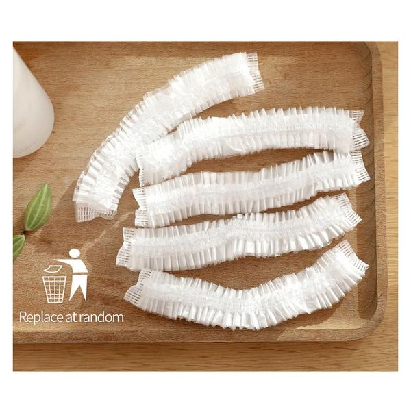 

50pcs/lot disposable shower caps clear spa hair salon el one-off bathing elastic hat bathroom products bath bonnet
