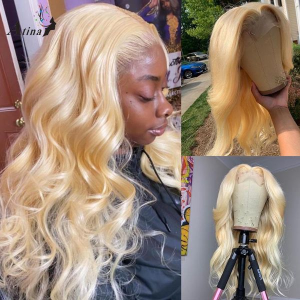 

lace wigs hd transparent 613 blonde frontal brazilian human hair for women body wave high density natural hairline full remy wig, Black;brown