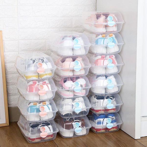 

clothing & wardrobe storage 2021 plastic shoes case thickened transparent clamshell shoe boxes stackable box organizer shoebox