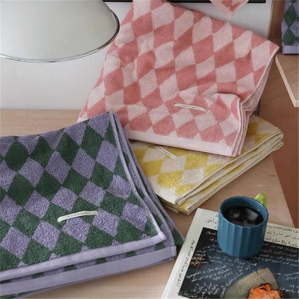 

towel retro plaid checkered pure bath soft skin-friendly england striped yarn-dyed jacquard for wash face towels