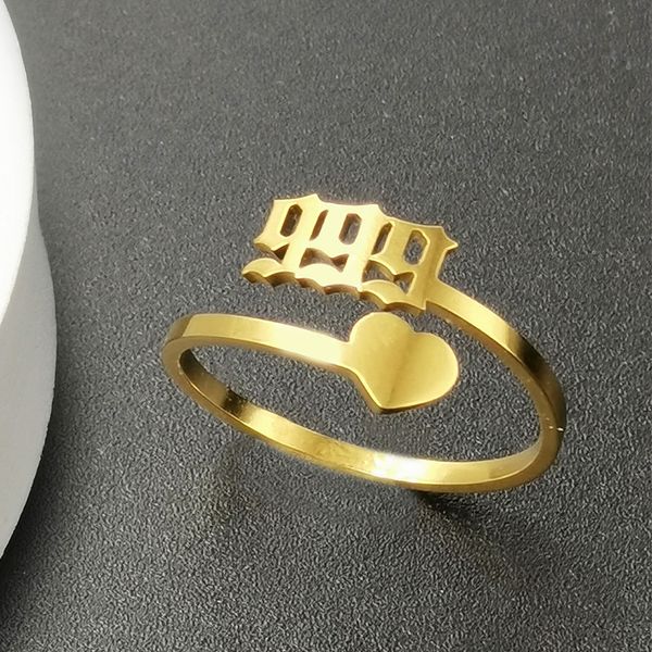 

stainless steel rings number adjustable gold ring women couple simple jewelry accessories 4 5yn q2, Golden;silver