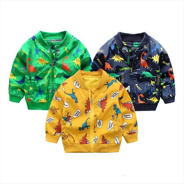 

boys jackets cartoon dinosaur fashion children zipper jacket windbreaker for spring autumn kids clothing baseball outwear coats, Blue;gray