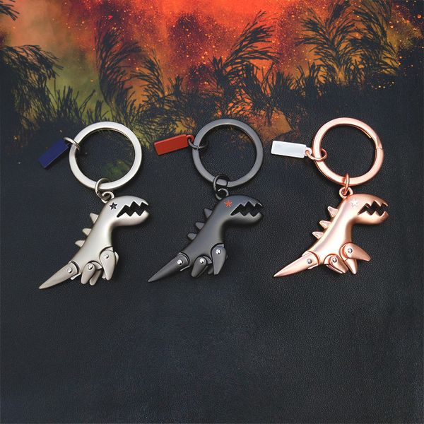 

dinosaur keychain couple pendant men's car girl's key creative gift, Silver