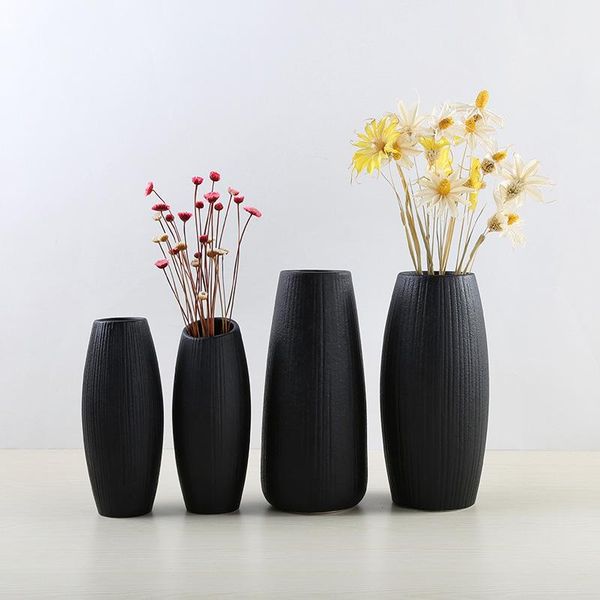 

vases 1pc nordic classic black ceramic vase retro decoration handmade art & crafts for flowers holder home decor
