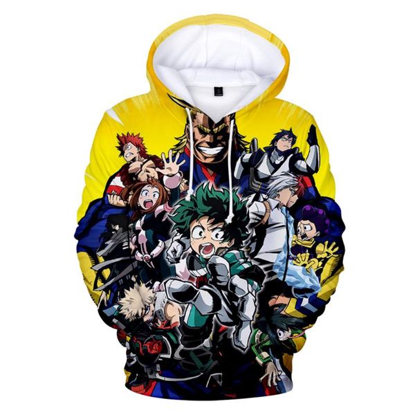 

men's hoodies & sweatshirts fashion design cool child size 3d boku no/my hero academia midoriya izuku deku sweatshirt, Black