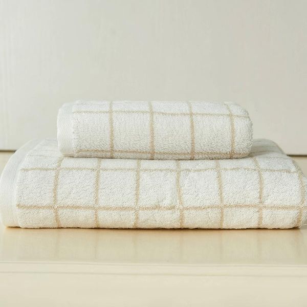 

towel 1-3pc terry towels grid printed 100%cotton grey face bath beach kids bathroom for el home textile