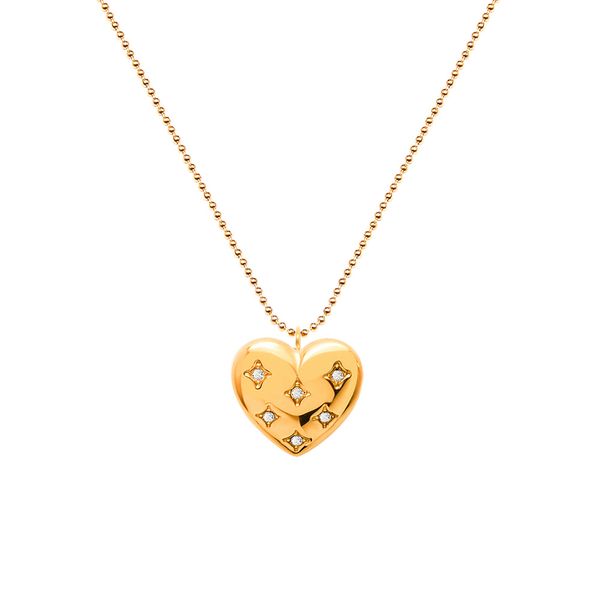 

gold heart pendant necklace diamonds heart shape charms sweater chains, Silver