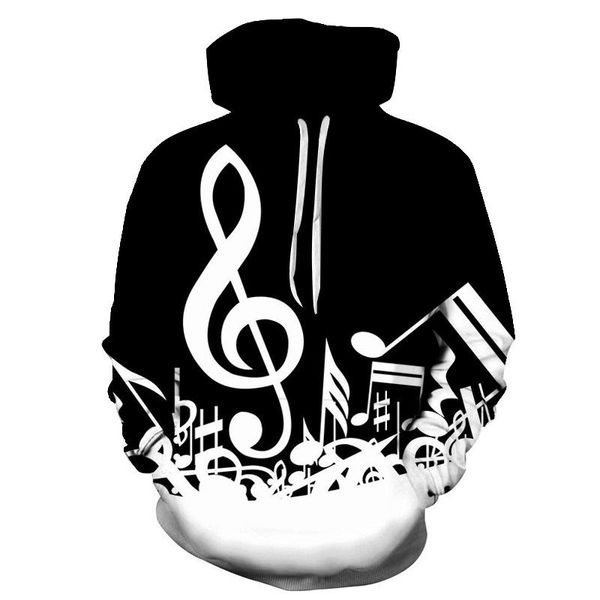 

men's hoodies & sweatshirts sudaderas con capucha de nota musical para hombre y mujer, sudadera 3d talla grande, ropa deportiva guitarr, Black