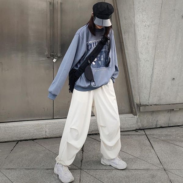 

women's pants & capris goohojio 2021 oversized high waist women sweatpants wide leg ankle-length trousers elastic casual, Black;white