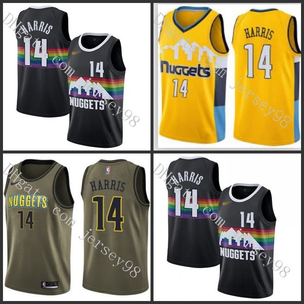 

denver nuggets men #14 gary harris black men retro jersey
