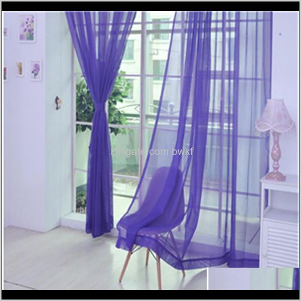 Behandlungen Textilien Gardenwindow Home Lila 1 Stück reine Farbe Tüll Tür Fenster Vorhang Drapierung Panel durchsichtige Schal Volants *30 Geschenk Drop Deli