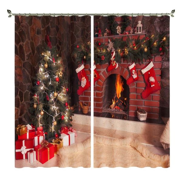 

curtain & drapes babson red house christmas decoration 3d digital printing diy advanced custom po