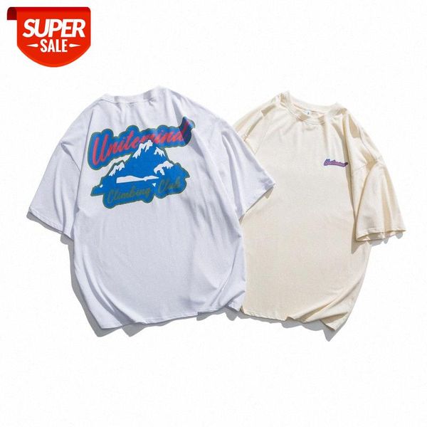

mansclot snow mountain letter print round neck short sleeve t-shirt men's half #wz7n, White;black