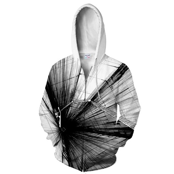 

popular fashion casual men's 3d hooded sweater, Black