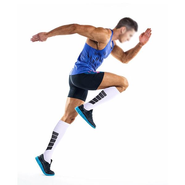 

sports socks stockings running cycling professional football knee high compression relieve pain pressure, Black