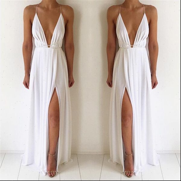 

maxi sleeveless backless boho womens dresses long bridesmaid formal summer party bandage slit vestidos, Black;gray