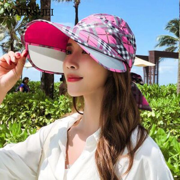 

sun hat for women summer female protection uv ladies travel beach retractable visor hats wide brim chapeau, Blue;gray
