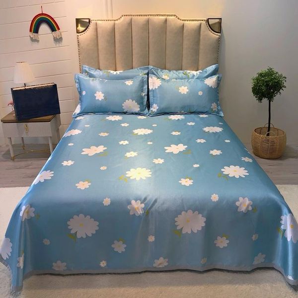 

bedding sets simple cute flowers printing easy-to-clean foldable summer cool sleeping mat ice silk mattress sheets for use household oceania