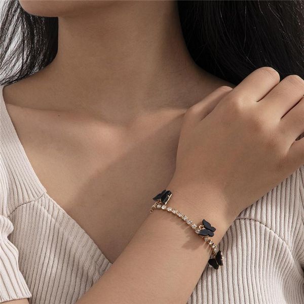 

Women Tassel Butterfly Diamond Charm Bracelets European Alloy Acrylic Animal Claws Chain Female Party Gift Gold Hand Jewelry Accessories Wholesale, Golden;silver