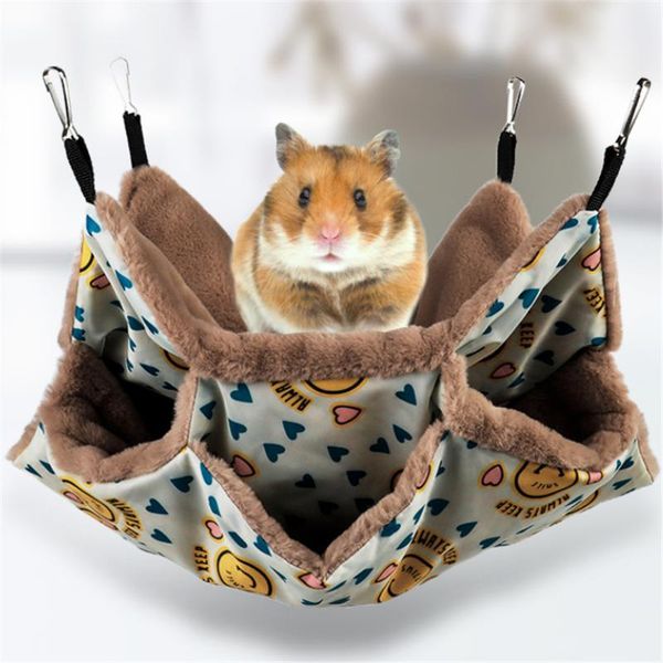 

small animal supplies three-layer hamster hammock pets hanging bed squirrel sleep bag warm mutifunctional house soft plush cage chinchilla n